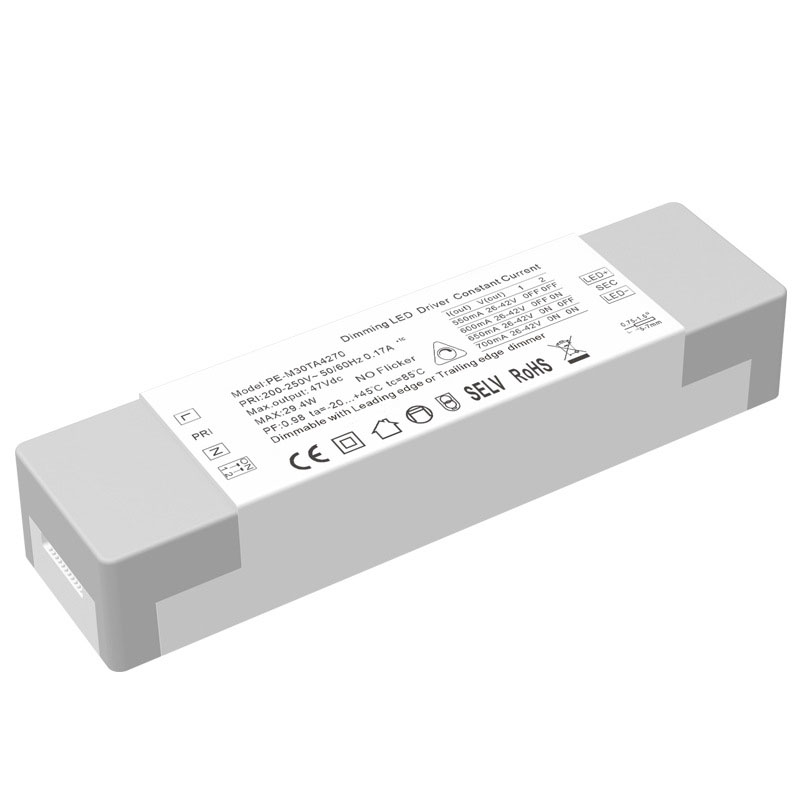 Sing Ndadekake Driver LED Triac Dimmable 30W Konstan Kanggo Solusi Lampu Modern