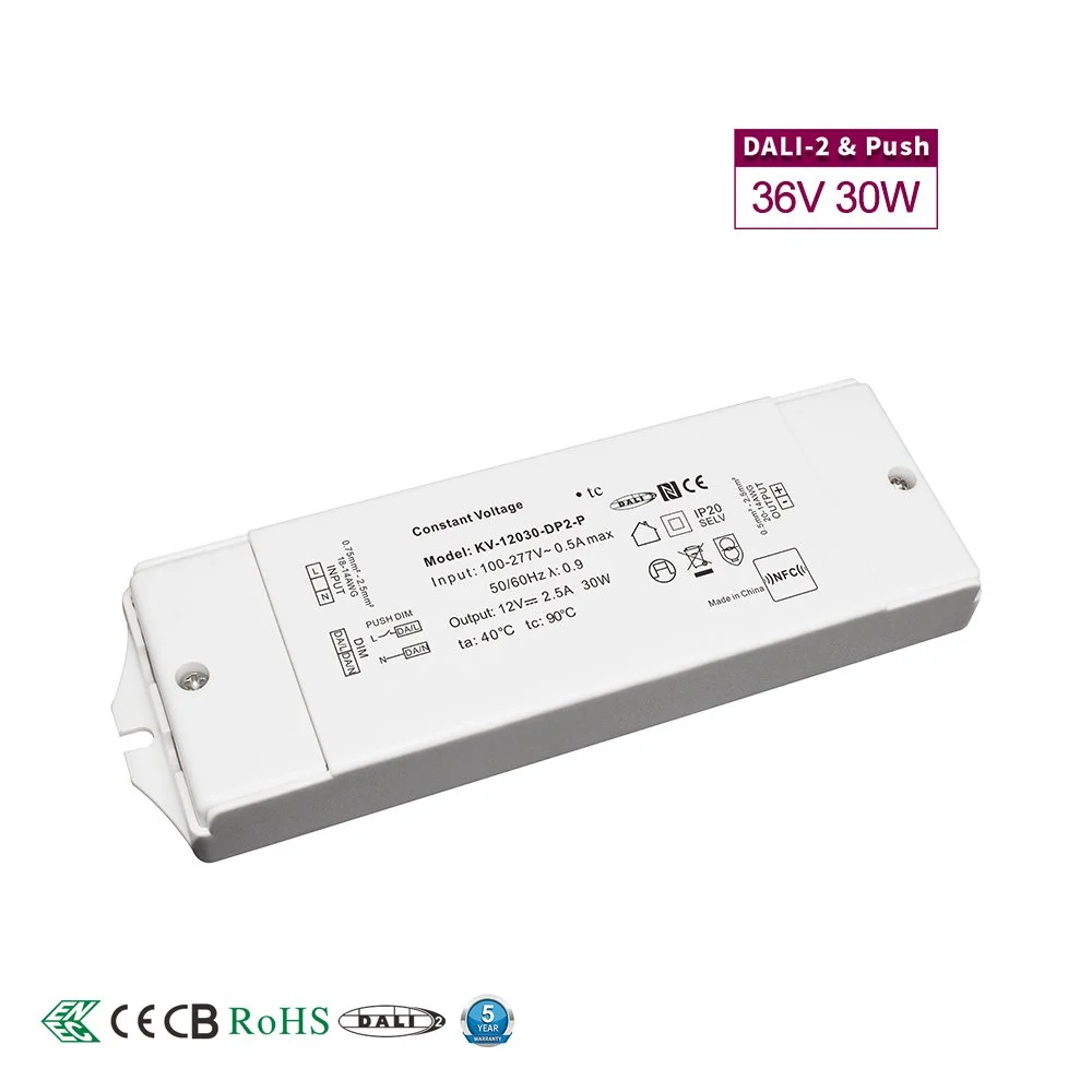 36V Tegangan Konstan 30W DALI Dimmable LED Driver