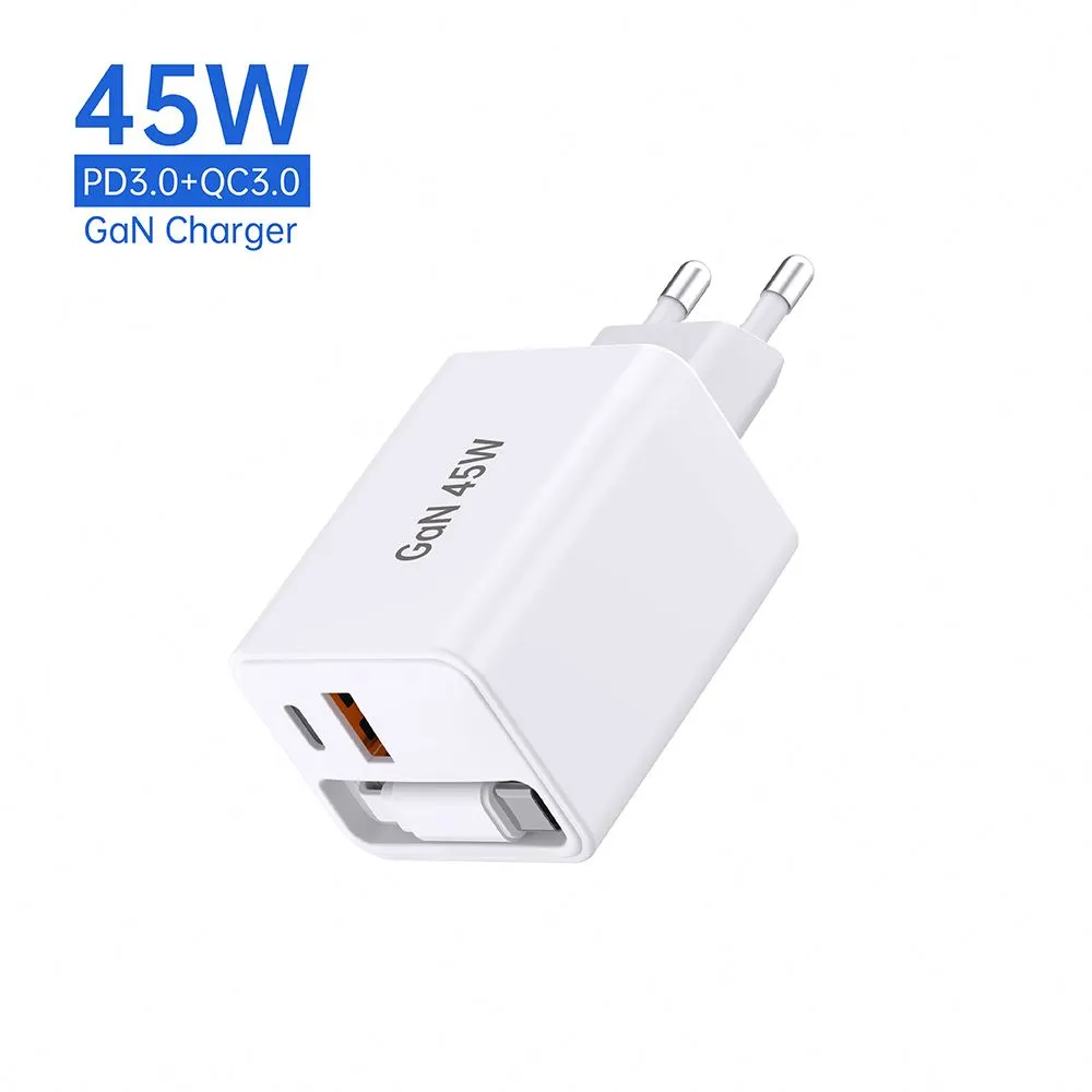 Pangisi daya 45W EU AC Plug Pd karo jinis C Cable