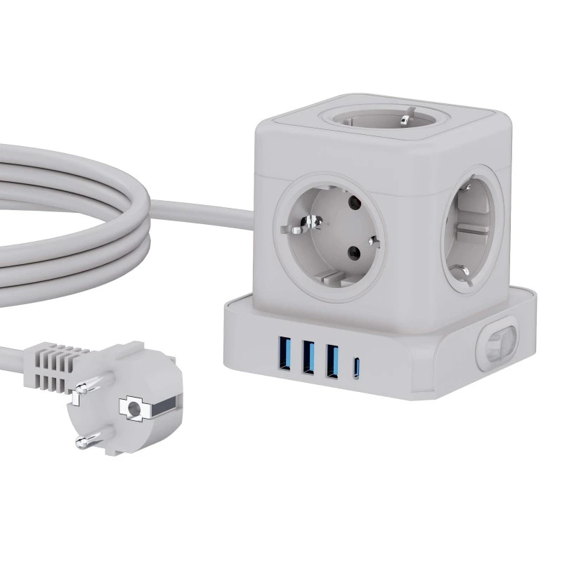 5-Outlet Cepet Ngisi daya Surge Tower Protector Socket