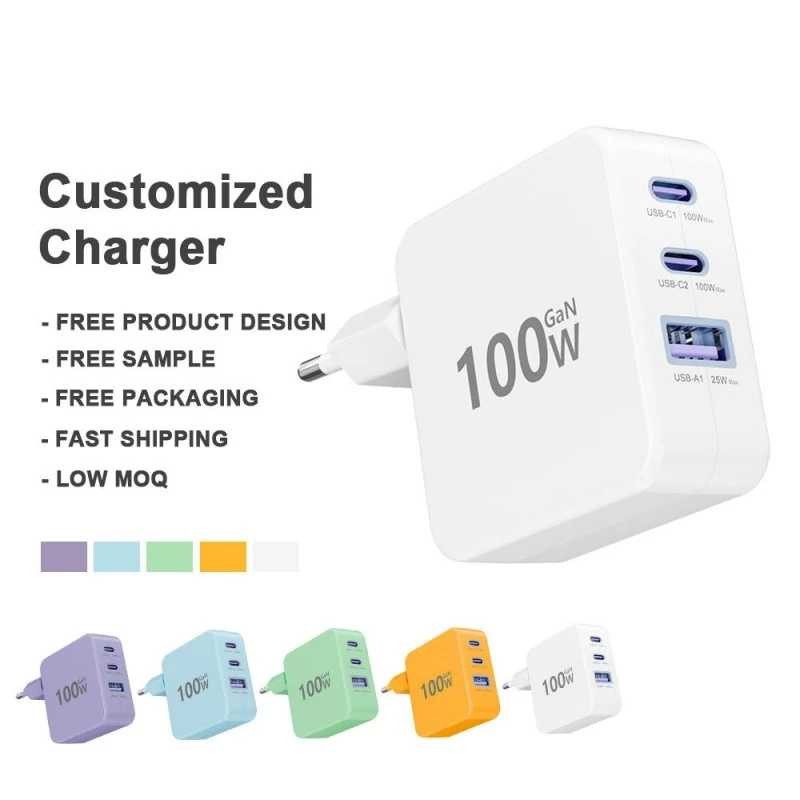 PD 3.0 100W Tipe C Fast Charger UK US AU EU Kompatibel Wall Charger