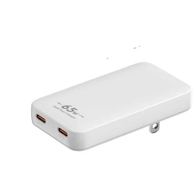 PD65W GaN USB-C Ultra-tipis Wall Charger Dual Port Adaptor