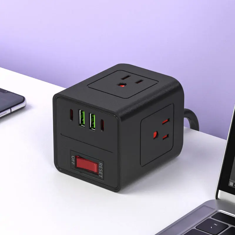 Us Flat Plug Travel Power Strip Cube Soket Daya